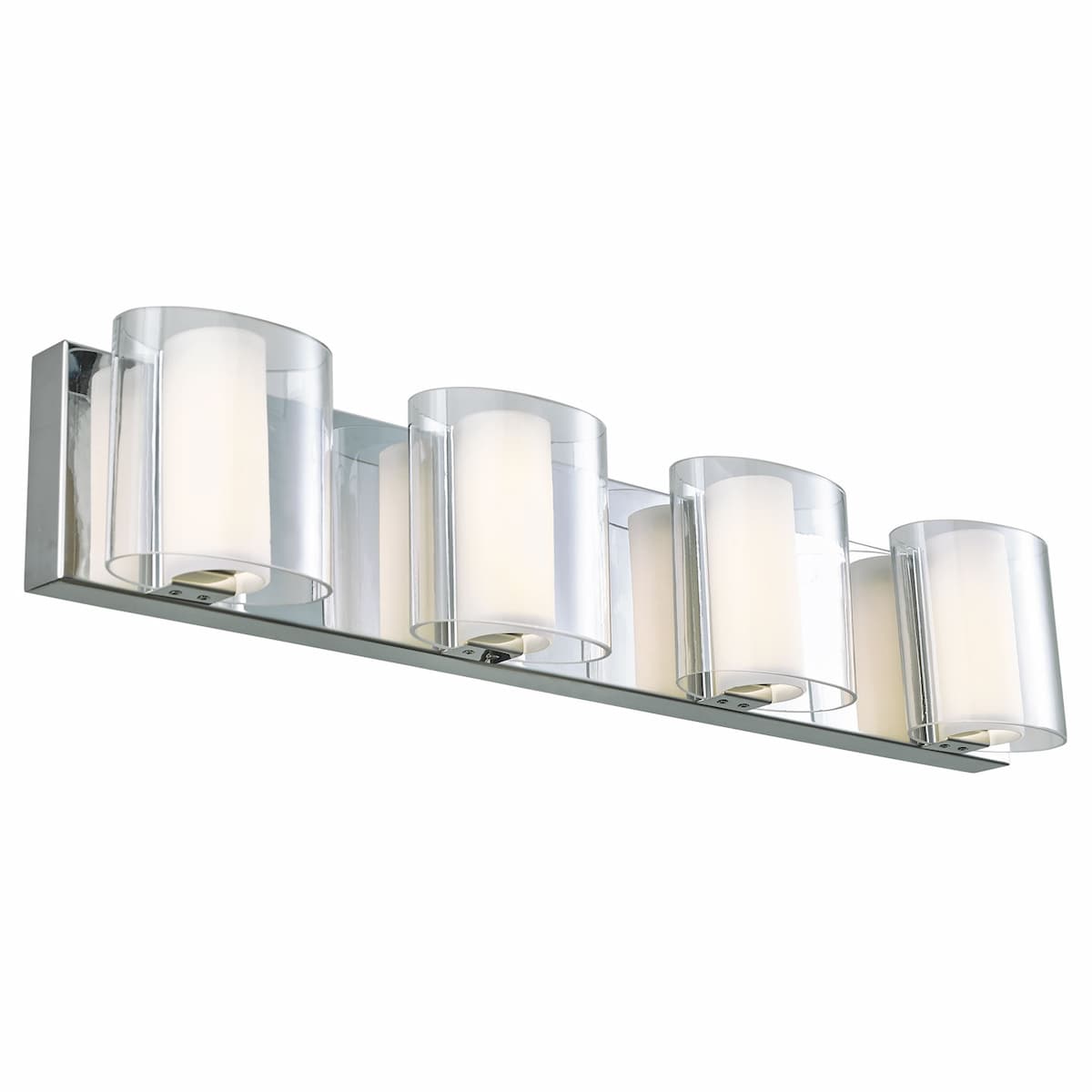 Abra Zoe 20049WV 26-inch wall vanity fixture featuring curved clear glass with an opal glass diffuser for soft, even illumination