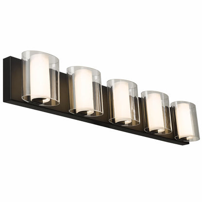 Abra Zoe 20050WV 32-inch curved clear and opal glass vanity light for modern bathroom and interior lighting