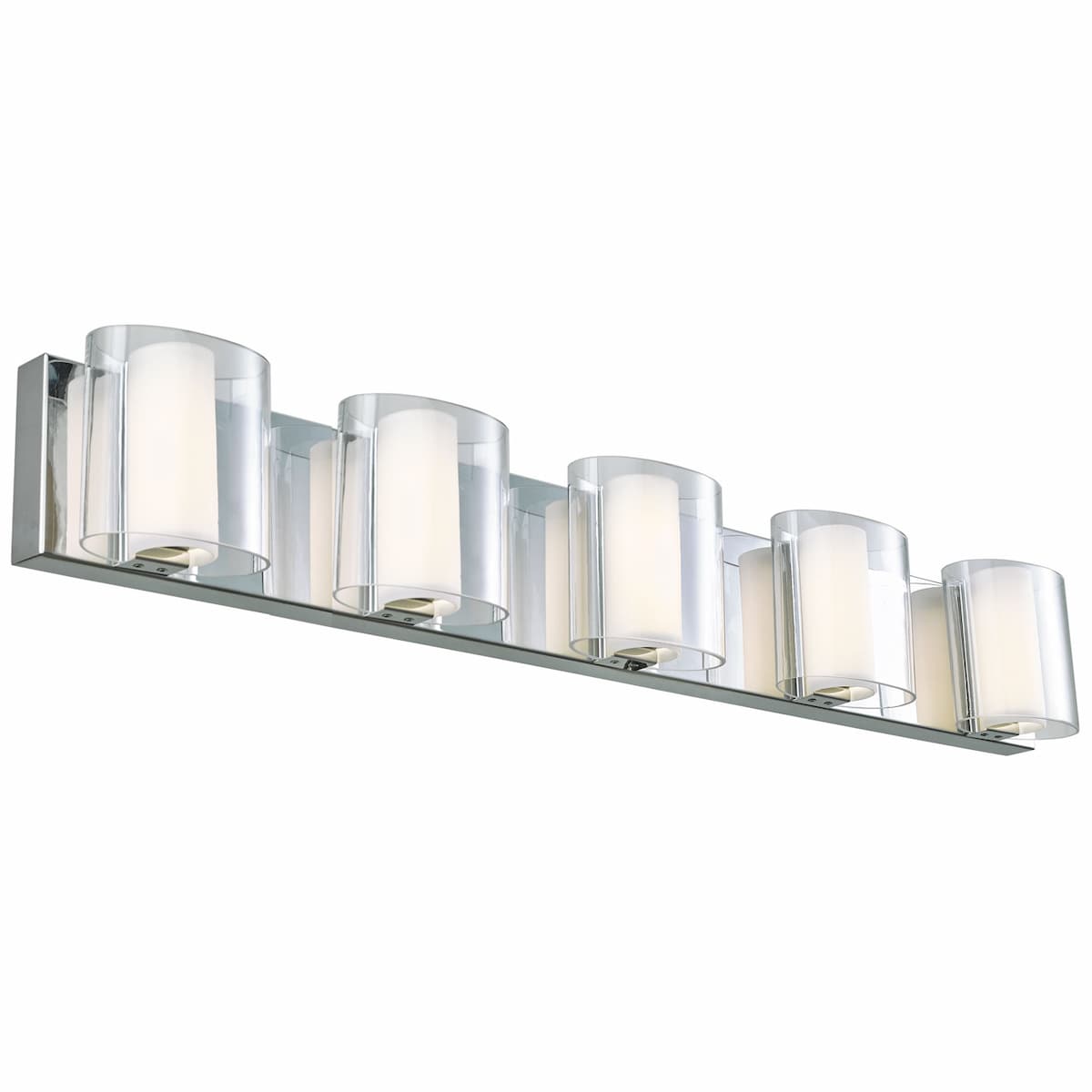 Abra Zoe 20050WV 32-inch wall vanity fixture featuring curved clear glass with an opal glass diffuser for soft, even illumination