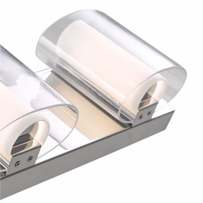 Abra 20050WV Zoe bathroom vanity light with elegant curved clear and opal glass design for residential and commercial interiors
