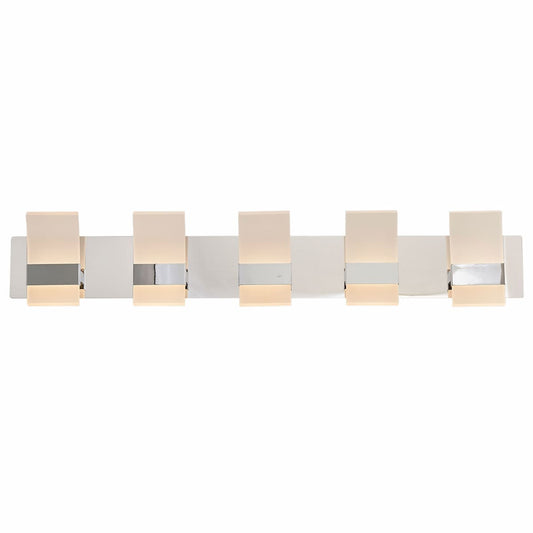 Abra 20088WV Fang 4-light LED bathroom vanity light with curved frosted acrylic construction for residential and commercial interiors