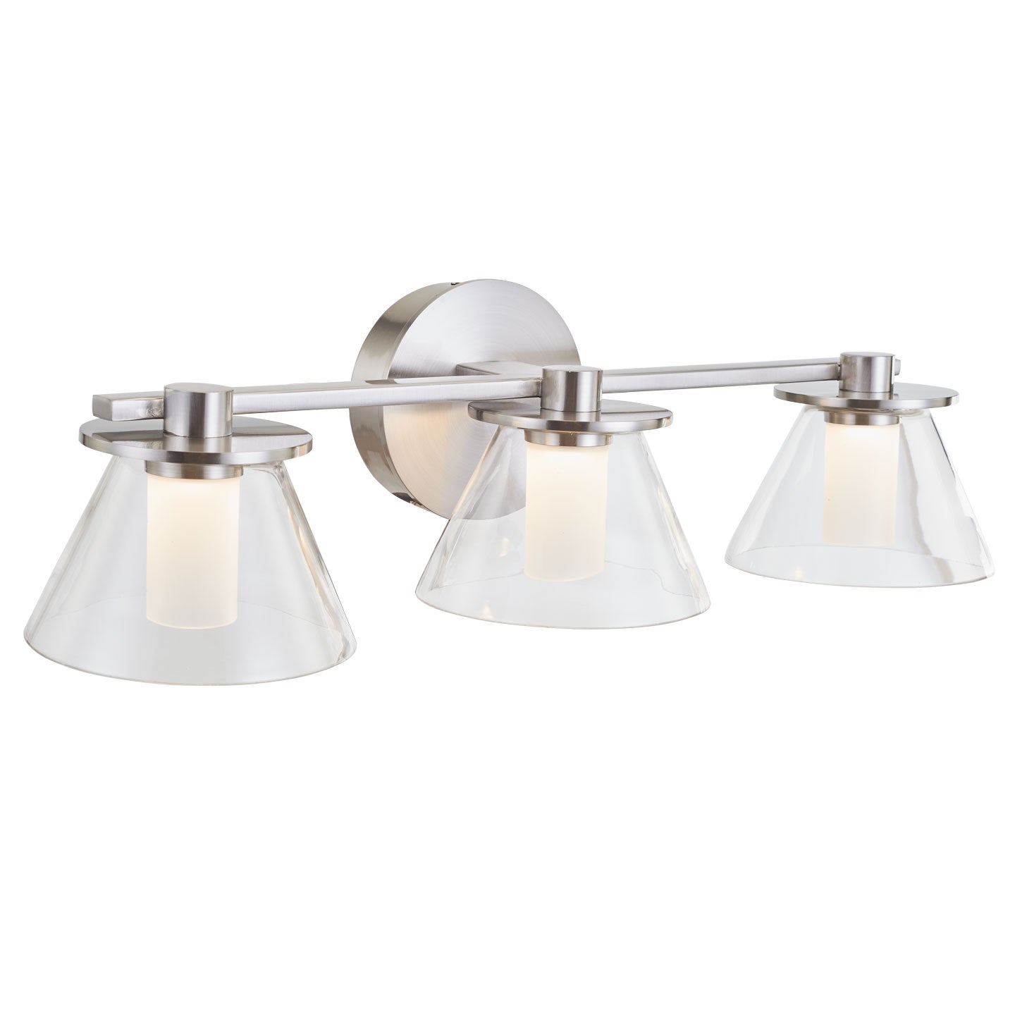 Abra Cone 3 Light Clear Glass Cones with Opal Glass Diffuser Brushed Nickel