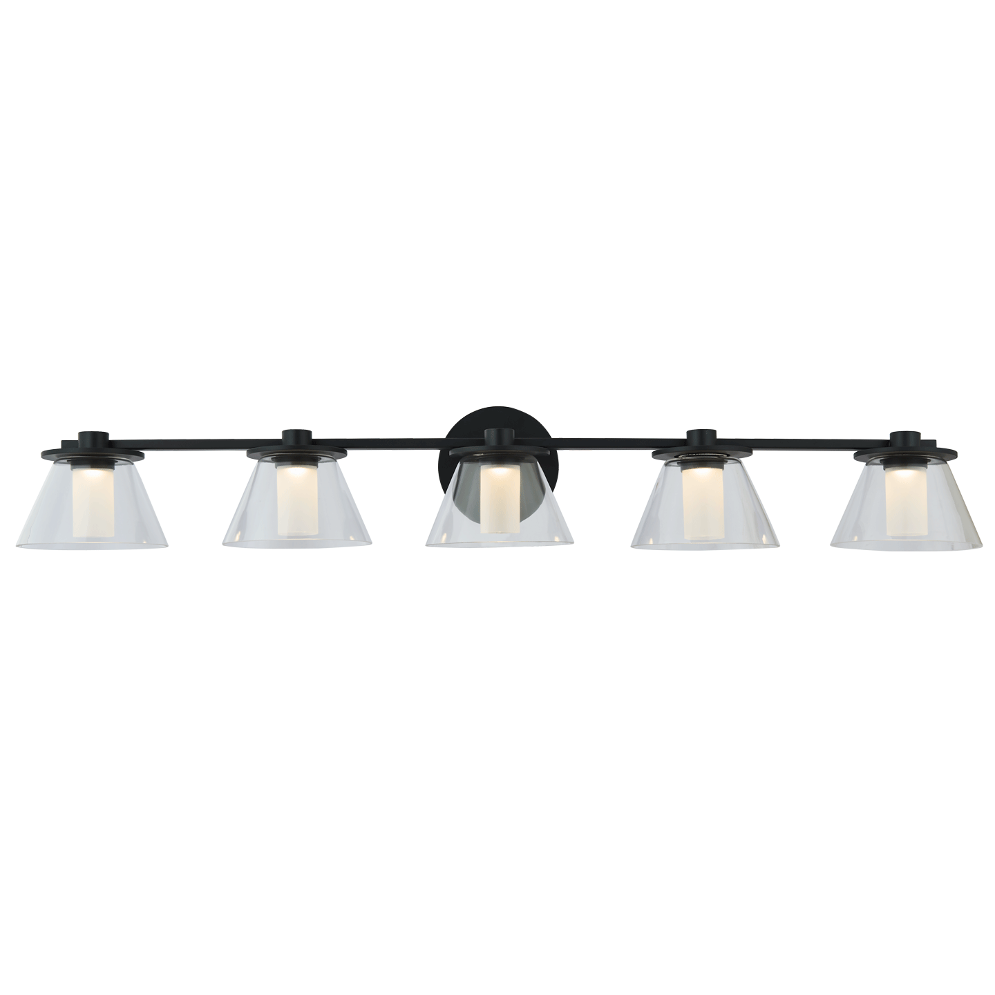 Abra Cone 5 Light Clear Glass Cones with Opal Glass Diffuser Black