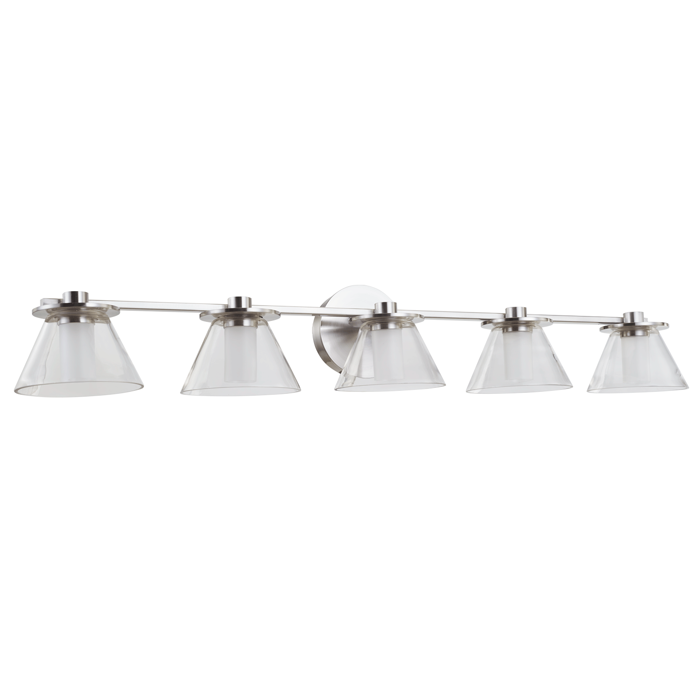 Abra Cone 5 Light Clear Glass Cones with Opal Glass Diffuser Brushed Nickel
