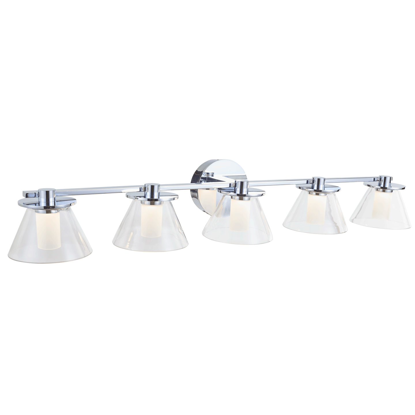 Abra Cone 5 Light Clear Glass Cones with Opal Glass Diffuser Chrome