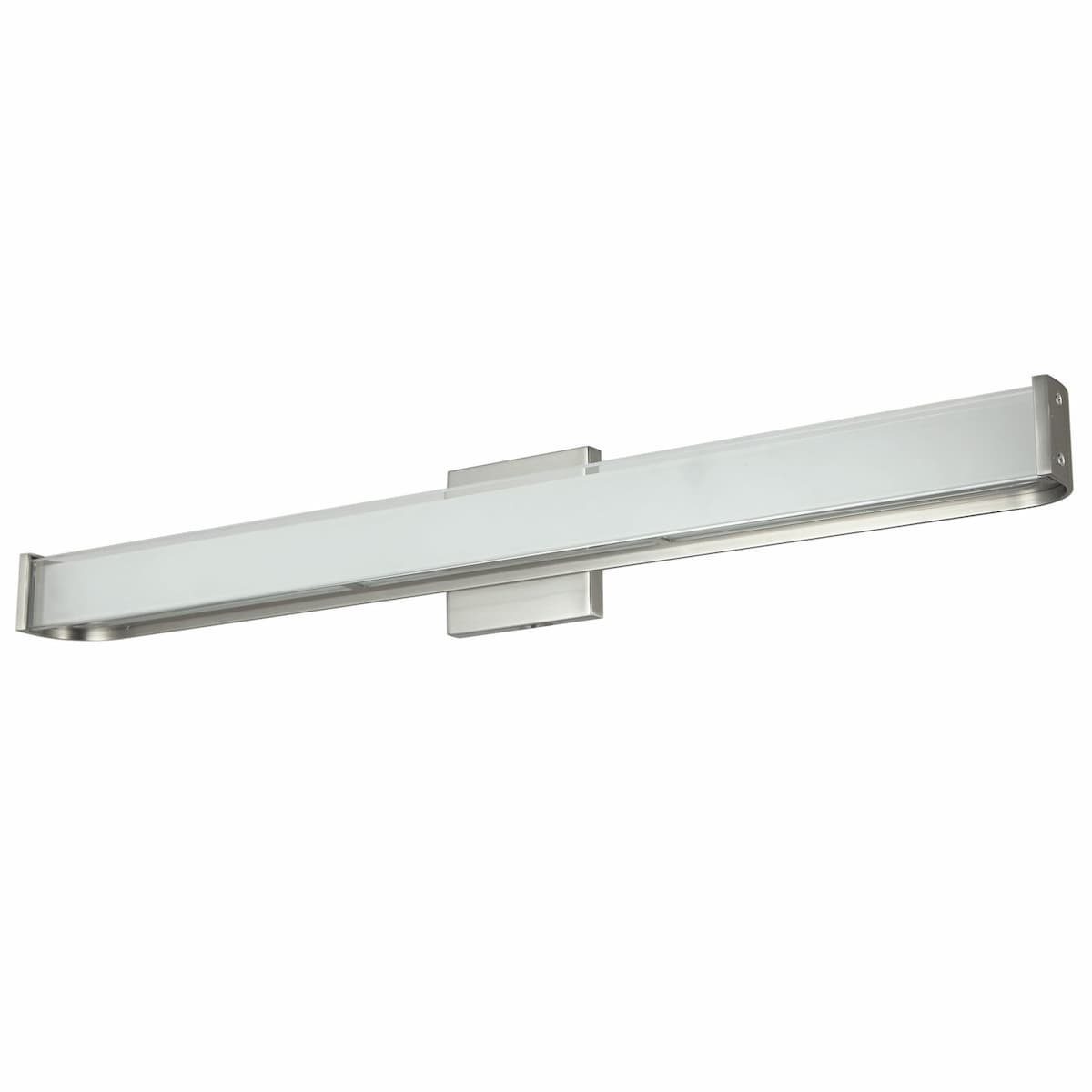 Abra Bend 20133WV wall vanity fixture featuring a sculpted curved metal frame and frosted glass diffuser for soft LED illumination