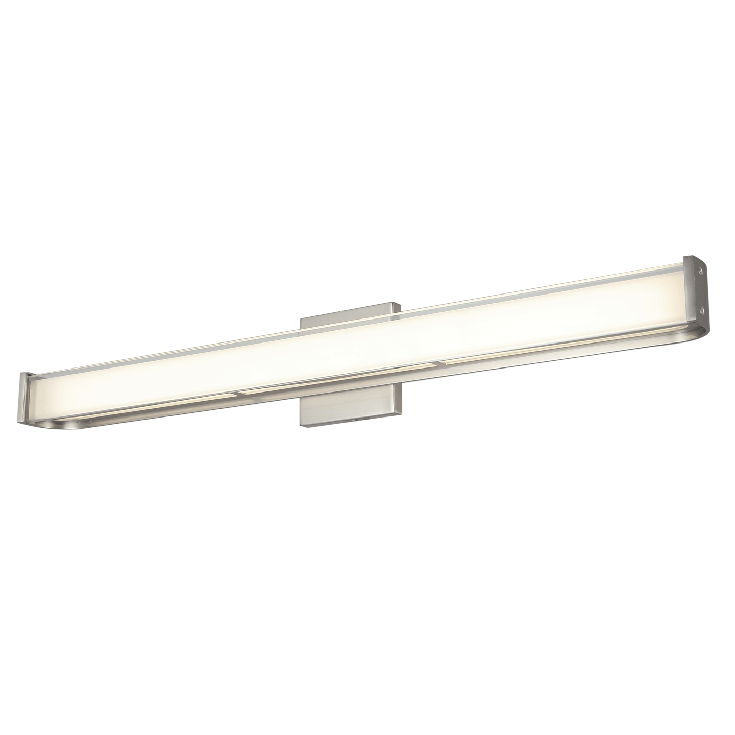 Abra Bend Curved Metal Vanity with Frosted Glass Diffuser Brushed Nickel