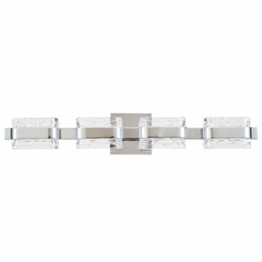 Abra Jojo 20165WV wall vanity light featuring four crystal glass shades and an adjustable movable backplate design