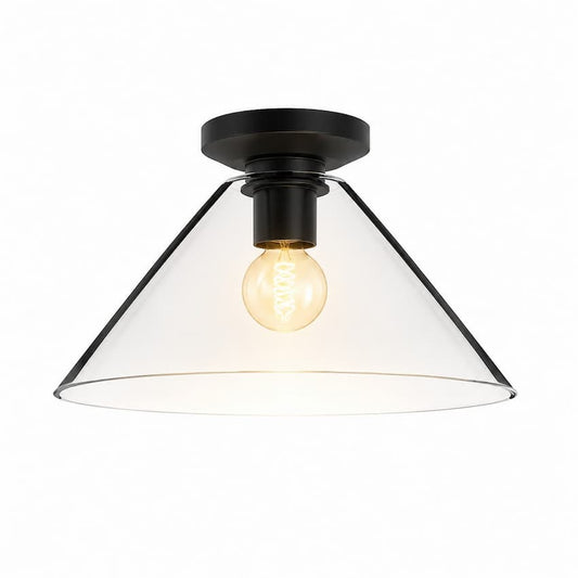Alora Mood Salem FM570314MBCL 14-Inch 1-Light Flush Mount Ceiling Light in Matte Black Finish with Clear Glass Shade