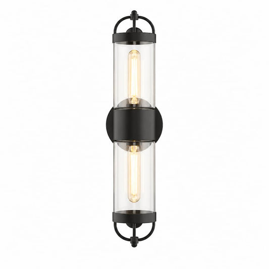 Alora Mood Lancaster WV461102MB 21-Inch 2-Light Vanity Light in Matte Black with Steel and Glass Construction