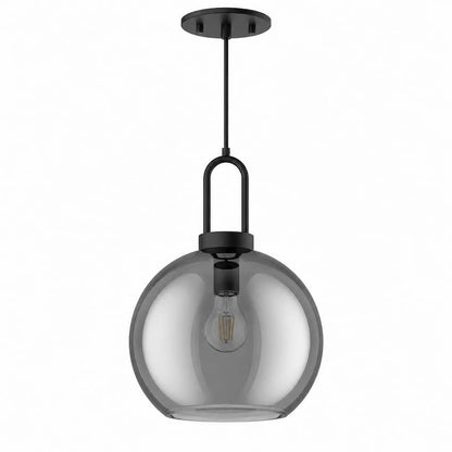 Alora Mood Soji Collection PD601710MBSM 1-Light Pendant with Matte Black Steel Hardware, Smoked Glass Shade and E26 A19 Bulb Base