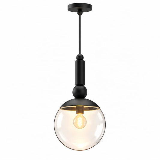 Alora Mood Delilah PD560510MBCL 10-Inch Pendant Light in Matte Black with Clear Glass Globe Shade