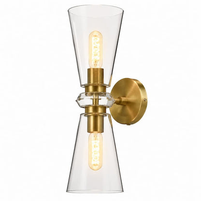 Alora Mood Salem WV570221BGCL 6-Inch 2-Light Vanity Light in Brushed Gold Finish with Clear Glass Details
