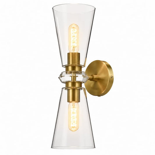 Alora Mood Salem WV570221BGCL 6-Inch 2-Light Vanity Light in Brushed Gold Finish with Clear Glass Details