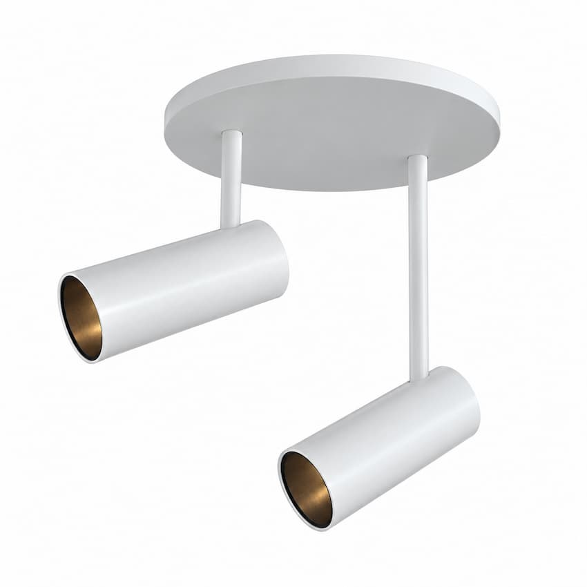 Kuzco Downey SF15102 2-inch 2-head LED semi-flush mount with adjustable cylindrical spotlights and sleek contemporary design