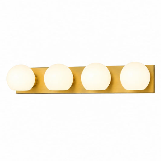 Alora Mood Willow VL548431BGOP 4-light vanity light in Brushed Gold with Opal Matte Glass shades by Lumera Electric