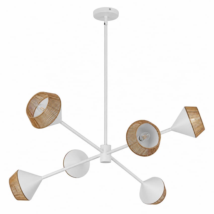 Alora Mood Daphne CH633638MBBR 38-Inch Chandelier in Matte Black with Natural Rope Details and Sculptural Steel Shades