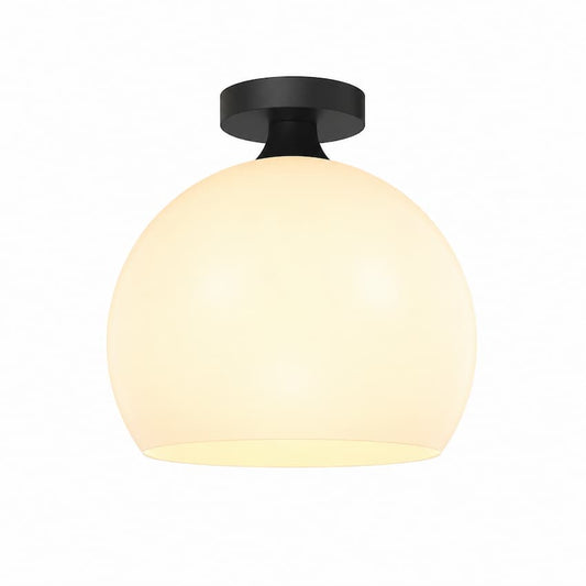 Alora Mood Castilla FM506312MBOP 12-Inch Flush Mount in Matte Black with Steel and Glass Construction