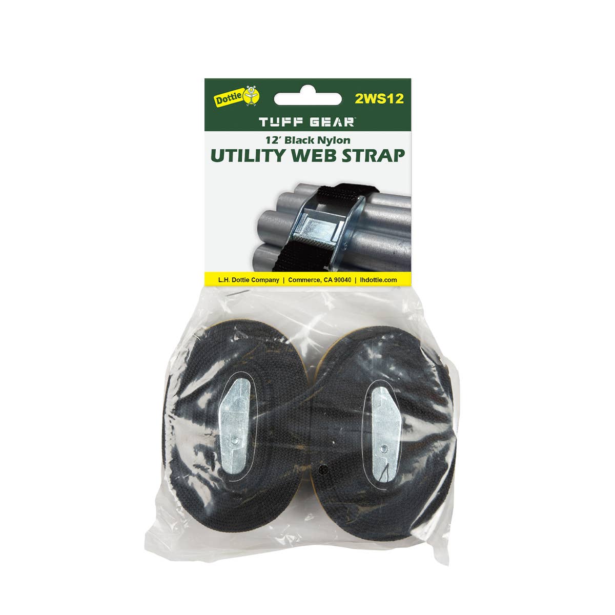 Dottie 2WS12 Dottie 12 ft Black Nylon Web Straps 2 Pack 2WS12