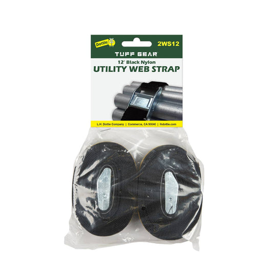Dottie 2WS12 Dottie 12 ft Black Nylon Web Straps 2 Pack 2WS12