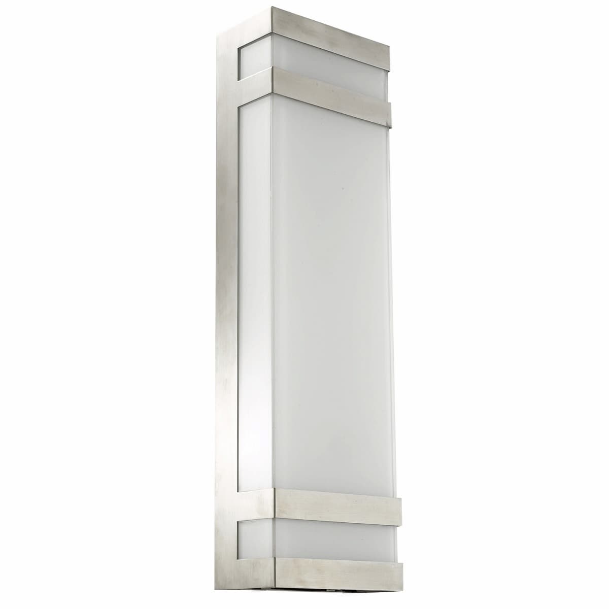 Modern Abra Proton 316 stainless steel wall fixture designed for patios, entryways, facades, and wet location exteriors