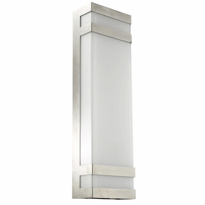 Modern Abra Proton 316 stainless steel wall fixture designed for patios, entryways, facades, and wet location exteriors