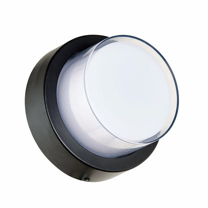 Abra Geo 50022ODW wet location wall light featuring a sleek round profile for contemporary outdoor spaces