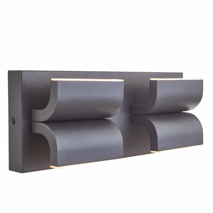 Abra Willow 4-light curved aluminum LED wall fixture for outdoor wet locations with contemporary architectural design