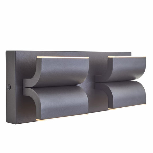 Abra Willow 4-light curved aluminum LED wall fixture for outdoor wet locations with contemporary architectural design