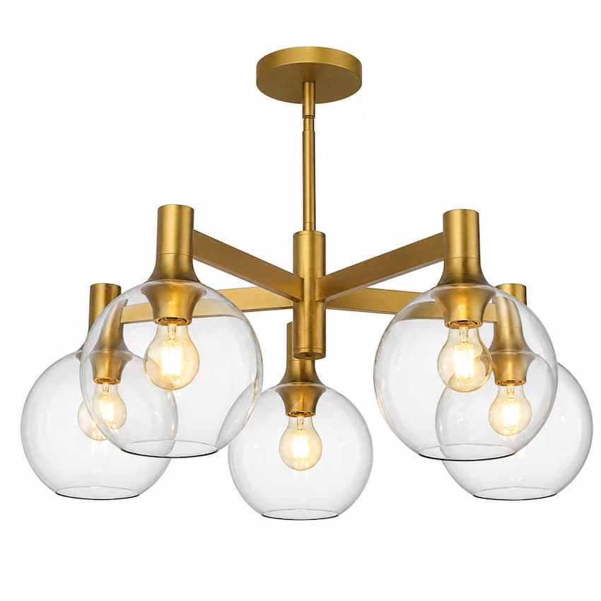 Alora Mood CH506129MBOP Castilla 29-Inch Dining Room Chandelier with Matte Black Finish and Five Opal Matte Glass Shades
