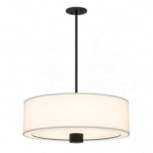Alora Mood PD547924MBWL Theo 24-Inch 3-Light Pendant in Matte Black Finish with White Linen Shade