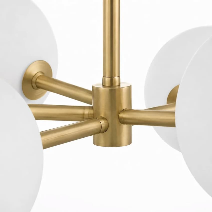 Alora Mood LP548848BGOP Willow Modern Linear Pendant in Brushed Gold with Eight Opal Matte Glass Shades for Kitchen Islands and Dining Tables