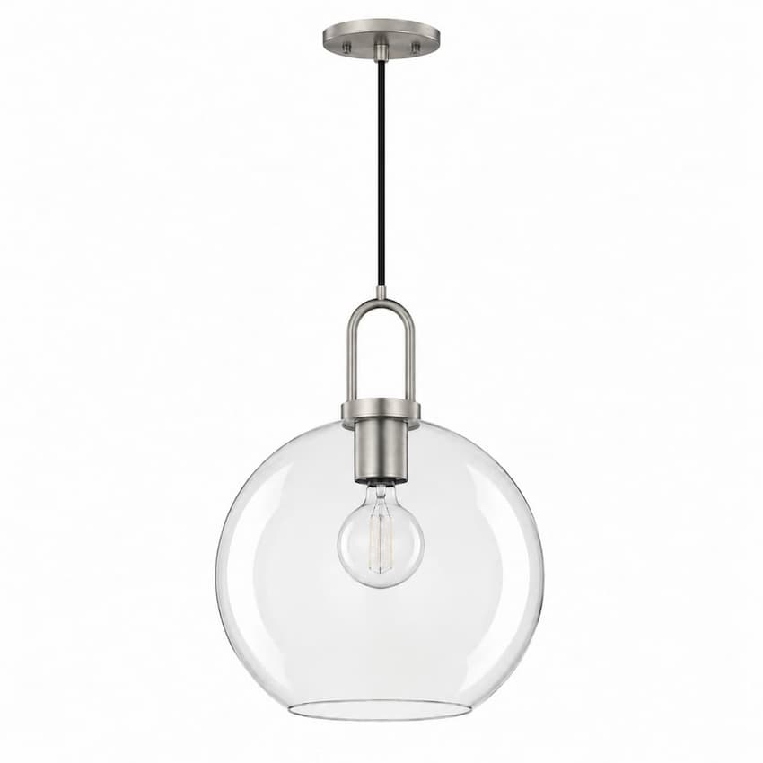 Alora Mood Soji Collection PD601710BNCL 1-Light Pendant with Brushed Nickel Steel Hardware and Transparent Clear Glass Diffuser