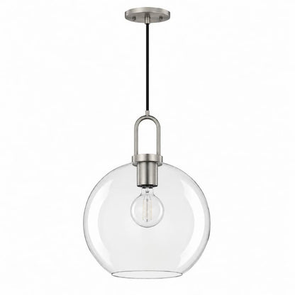 Alora Mood Soji Collection PD601710BNCL 1-Light Pendant with Brushed Nickel Steel Hardware and Transparent Clear Glass Diffuser