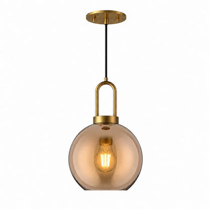 Alora Mood Soji PD601608AGCP 8-Inch Pendant Light in Aged Gold Finish with Copper Glass Globe Shade