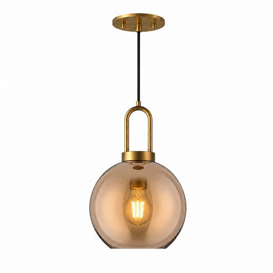 Alora Mood Soji PD601608AGCP 8-Inch Pendant Light in Aged Gold Finish with Copper Glass Globe Shade