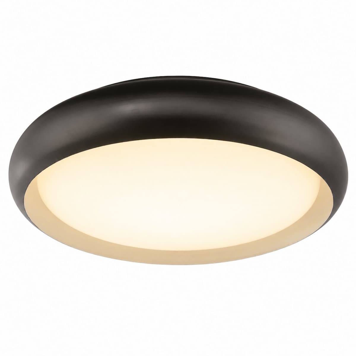 Abra Euphoria 30061FM 18-inch flush mount ceiling light with curved metal frame and opal glass diffuser for modern interiors