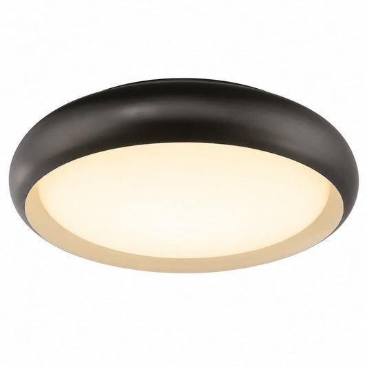 Abra Euphoria 30061FM 18-inch flush mount ceiling light with curved metal frame and opal glass diffuser for modern interiors
