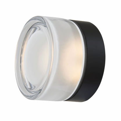 Abra Elf 30002FM wet location wall or ceiling fixture with indented solid glass diffuser for modern lighting applications