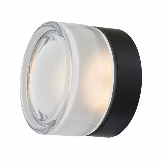 Abra Elf 30002FM wet location wall or ceiling fixture with indented solid glass diffuser for modern lighting applications