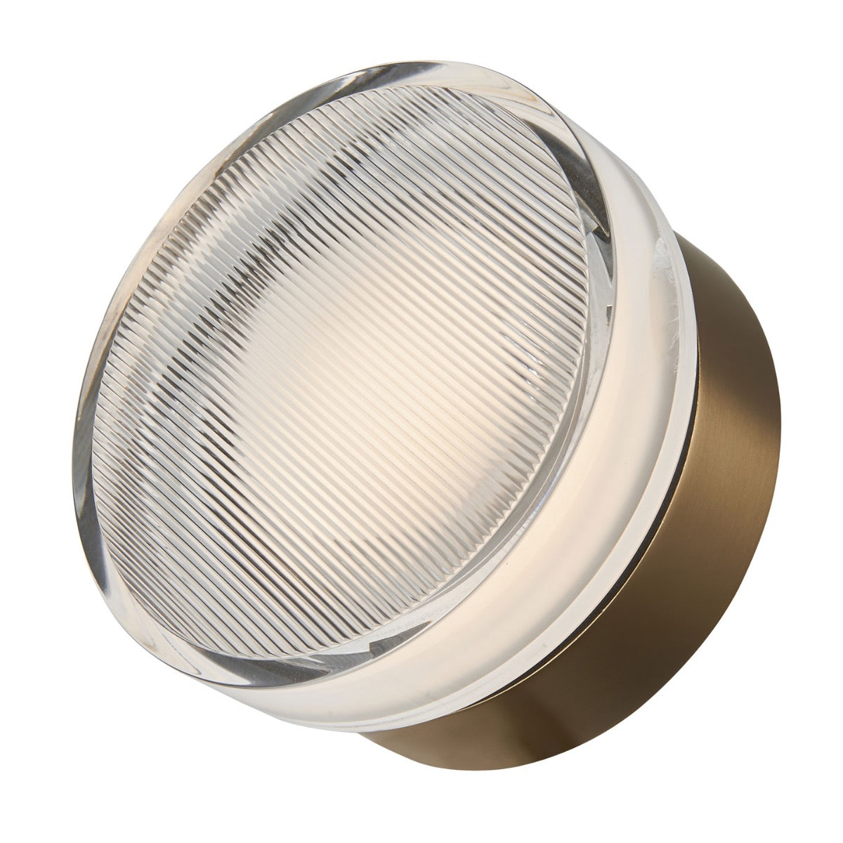 Abra Elf Wet Location Striped Crystal Glass Wall or Ceiling Fixture Brushed Brass