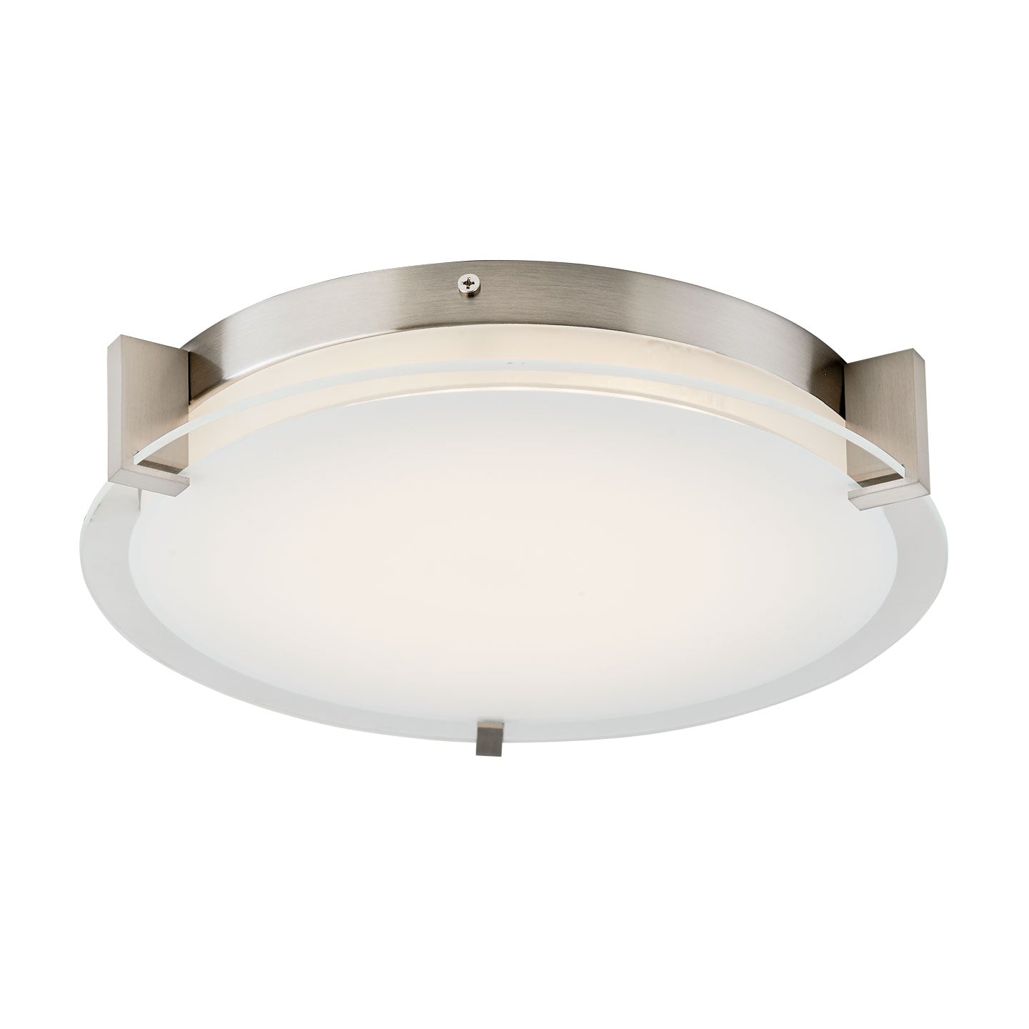 Abra Matrix Flat Round Glass Low Profile Flushmount Brushed Nickel