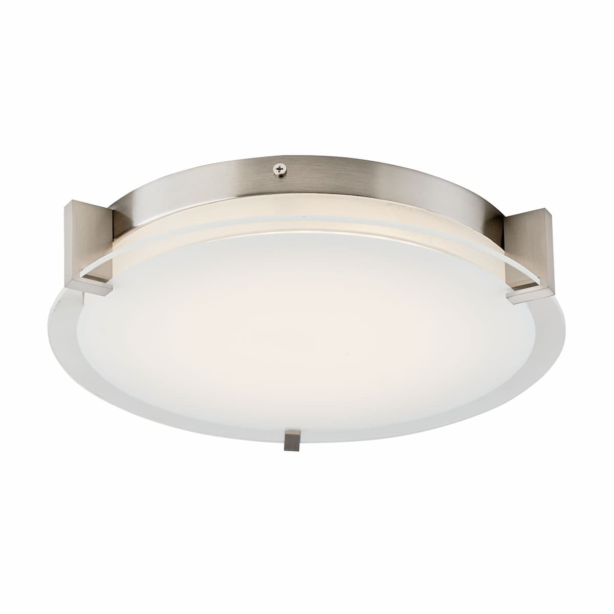 Abra Matrix 30010FM low-profile flush mount ceiling fixture featuring a flat round glass diffuser and sleek contemporary design