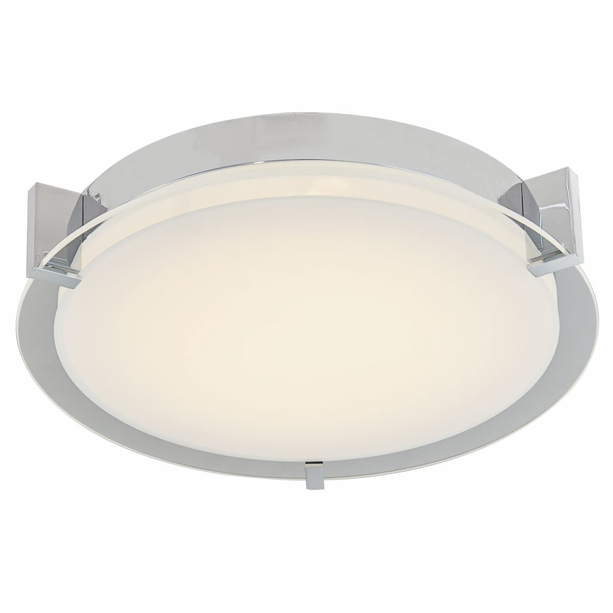 Modern Abra Matrix flat round glass flush mount ceiling fixture for bedrooms, kitchens, hallways, offices, and living spaces