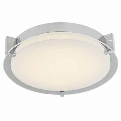 Modern Abra Matrix flat round glass flush mount ceiling fixture for bedrooms, kitchens, hallways, offices, and living spaces