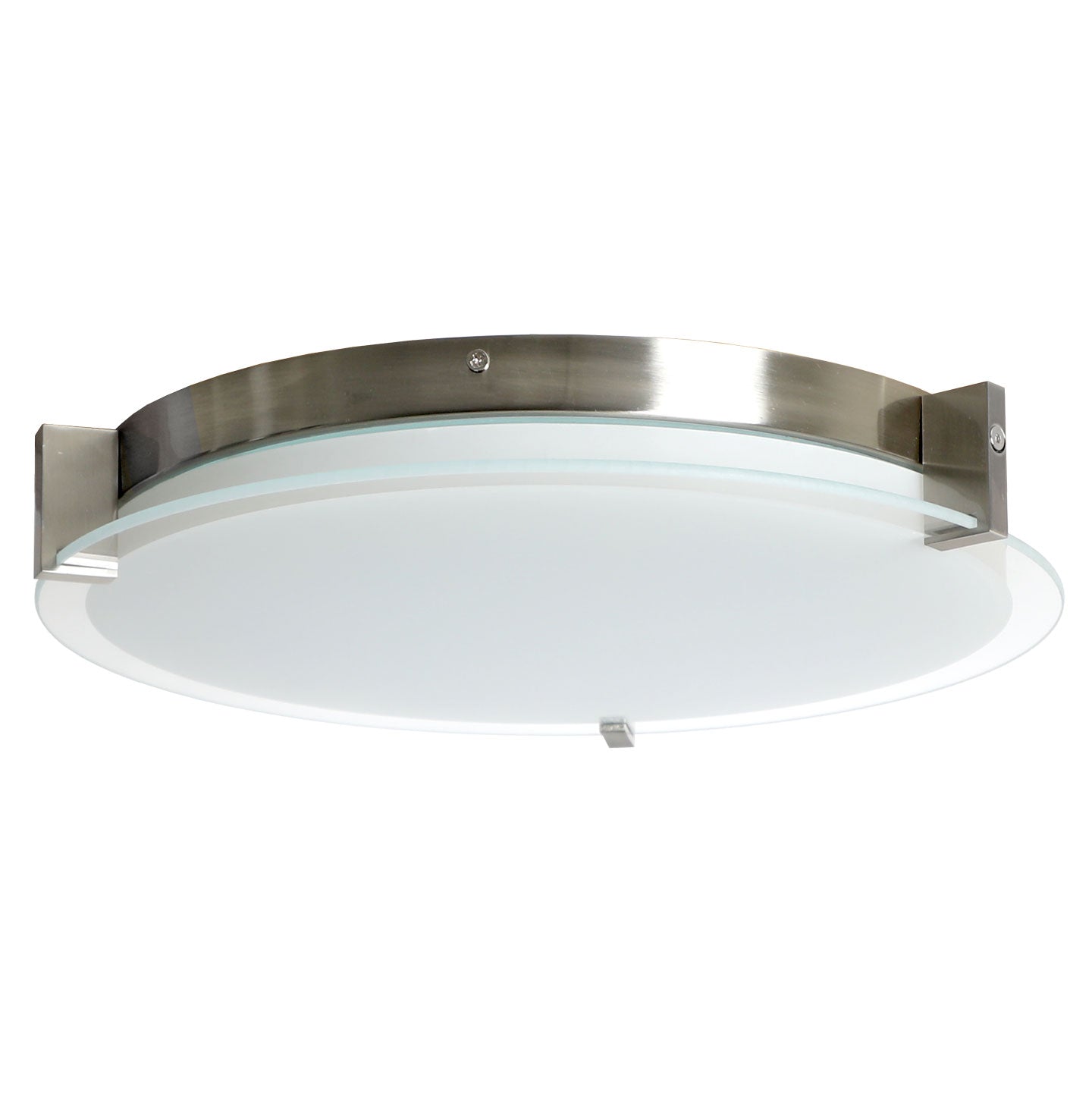 Abra Matrix Flat Round Glass Low profile Flushmount Brushed Nickel