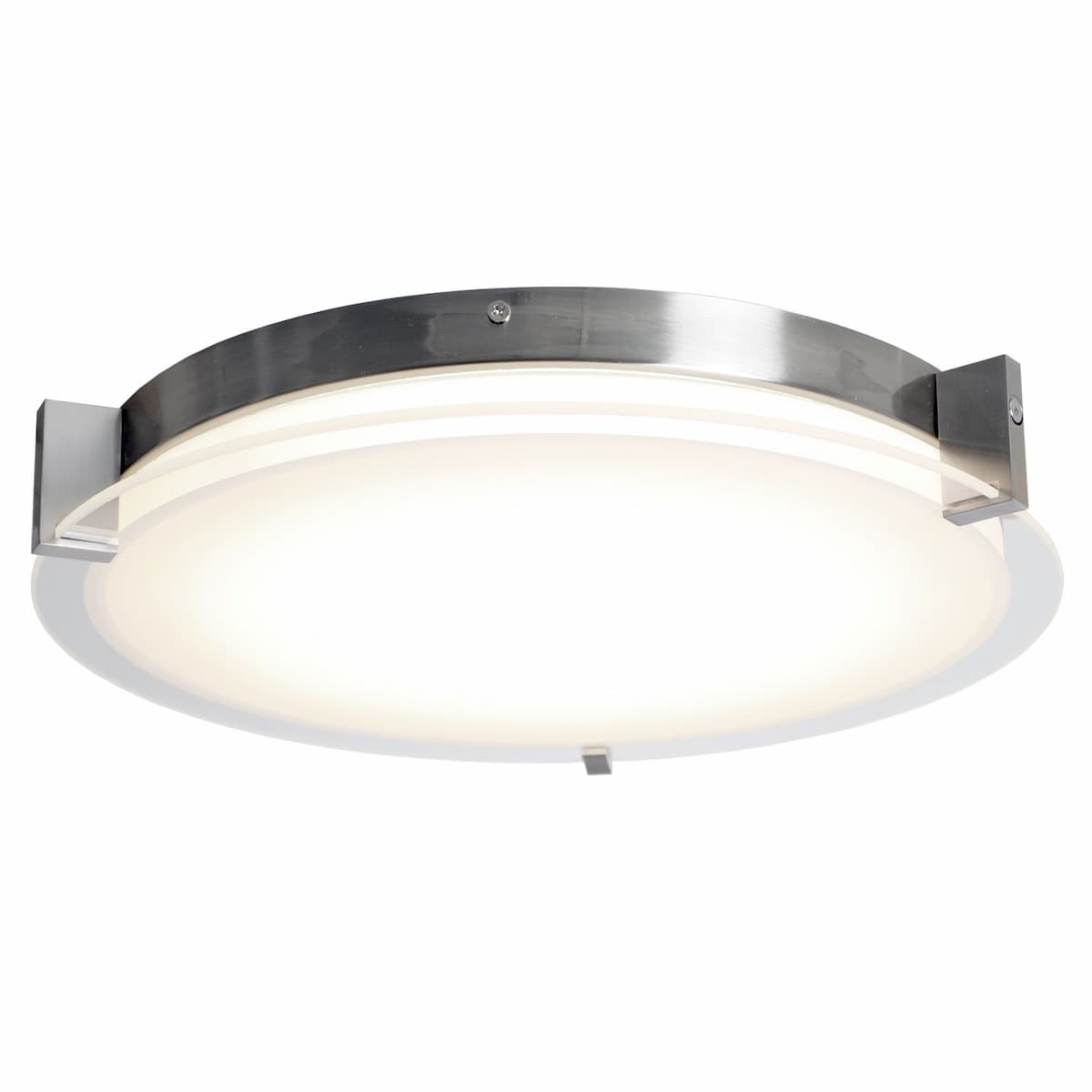 Abra Matrix 30011FM low-profile flush mount ceiling fixture featuring a flat round glass diffuser and sleek contemporary design