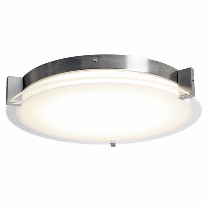 Abra Matrix 30011FM low-profile flush mount ceiling fixture featuring a flat round glass diffuser and sleek contemporary design
