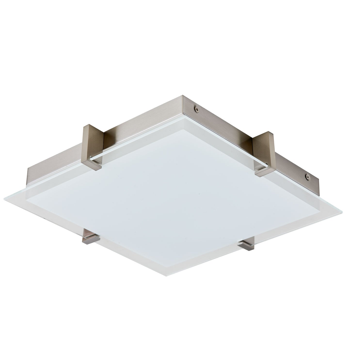 Abra Matrix Flat Square Glass Low profile Flushmount Brushed Nickel