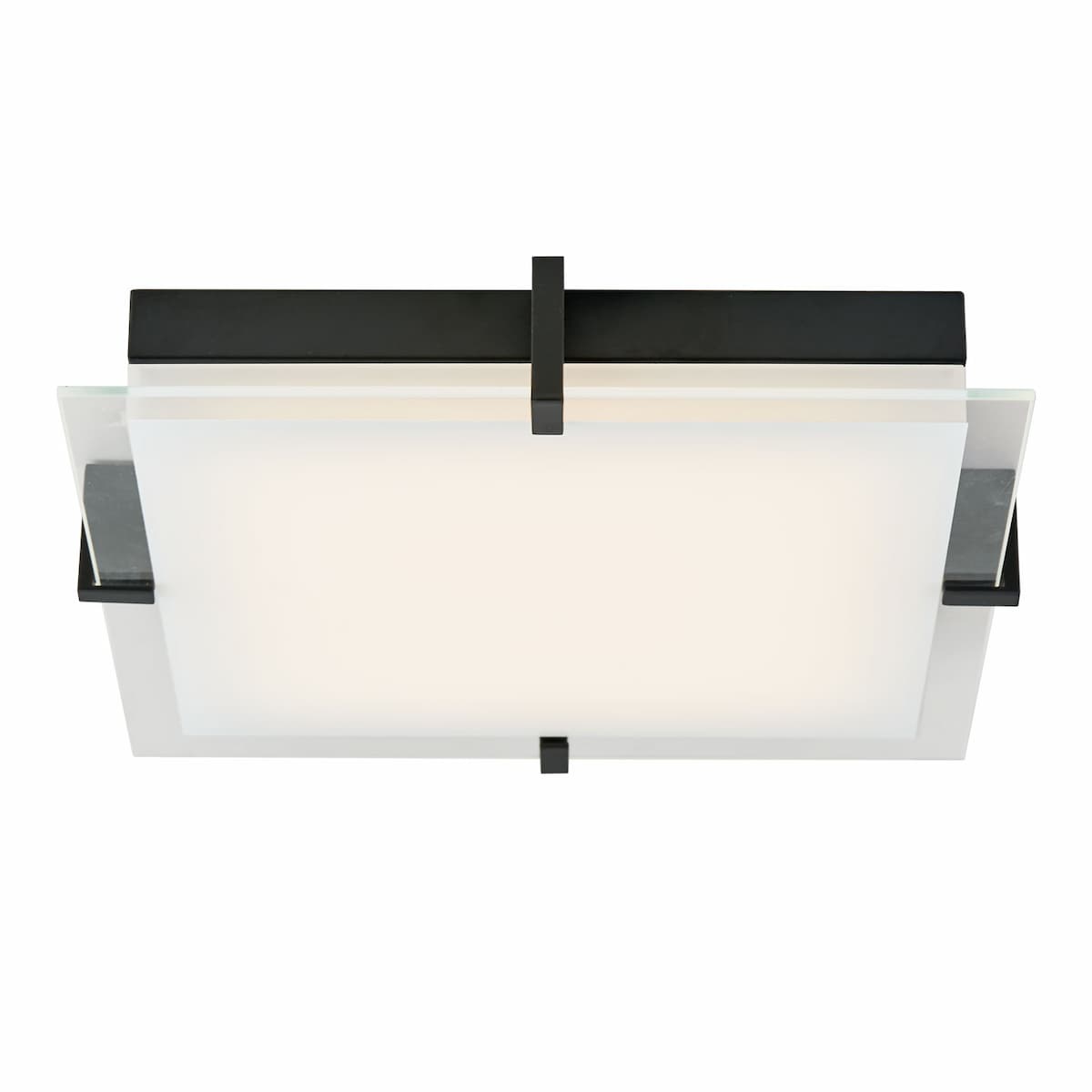 Abra Matrix 30013FM 15.35-inch flat square glass low-profile flush mount ceiling light for modern interior lighting